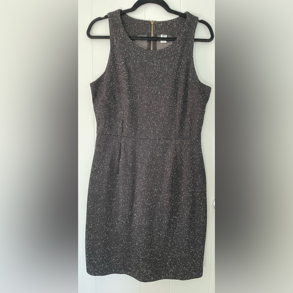 Old Navy Blackjack with White Speckle Back Zip Sleeveless Jumper Shift Dress